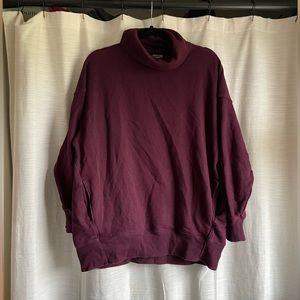 Purple Cowl Neck Sweatshirt with Pockets